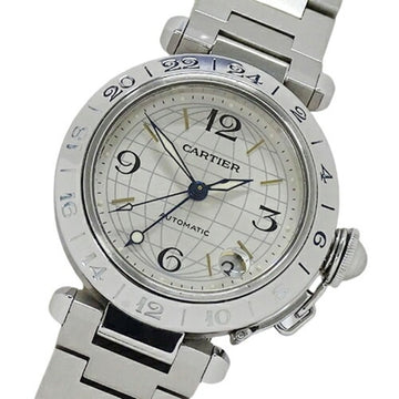 CARTIER Watch Boys Pasha C Meridian GMT Date Automatic Winding AT Stainless Steel SS W31029M7 Silver Polished