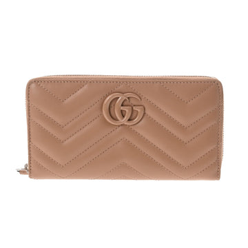 GUCCI GG Marmont Round Zip Beige 443123 Ladies Leather Long Wallet