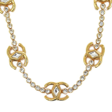 CHANEL Cocomark Necklace Rhinestone Choker Gold L23C AB9925