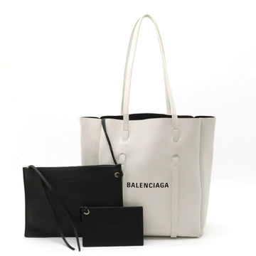 BALENCIAGA Everyday Tote XS Bag Shoulder Leather White Black 489813