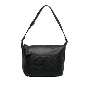 CHANEL Decacoco Mark Shoulder Bag Black Caviar Skin Ladies