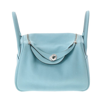 HERMES Lindy 30 Blue Atoll Palladium metal fittings T engraved [around 2015] Ladies Taurillon Clemence bag