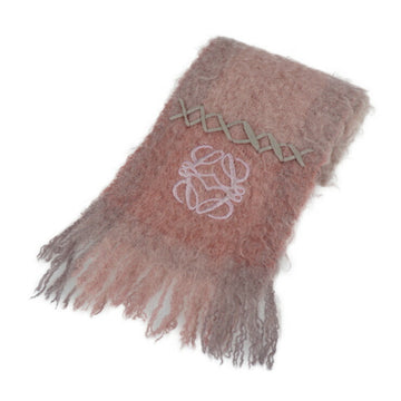 LOEWE muffler mohair 73% wool 27% pink series anagram embroidery cross stitch 210