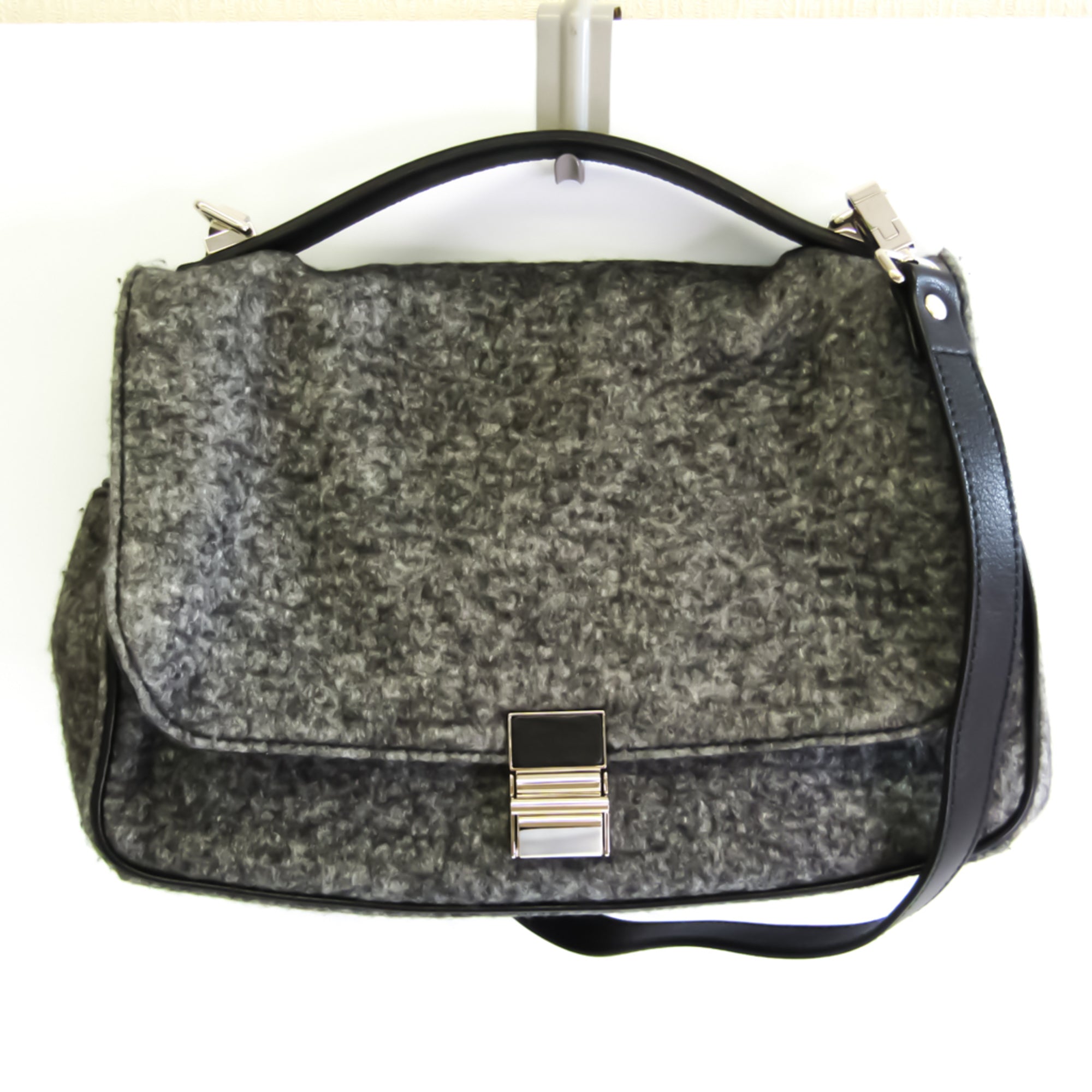 PROENZA SCHOULER Women s Leather Cotton Handbag Shoulder Bag Gray