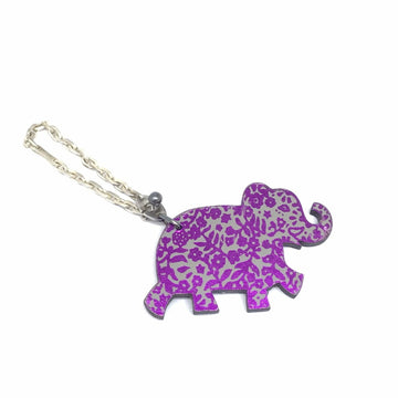 HERMES Elephant Charm SV925 Silver Purple Key Chain Men's Women's