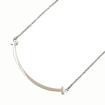 TIFFANY & Co.  T Smile Necklace Small K18 750 White Gold Pendant