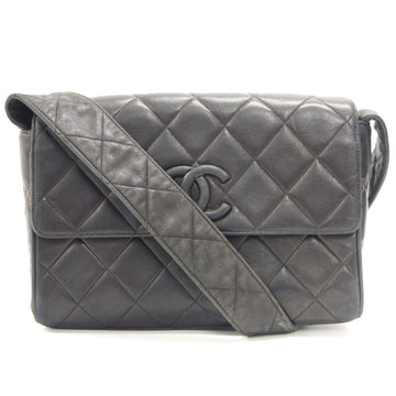 CHANEL Matelasse One Shoulder Coco Mark Bag Black Ladies