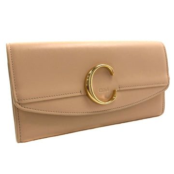 CHLOE  Long Wallet Sea CHC19SP055A37 Calf Leather Beige Ladies