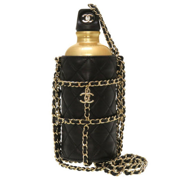 CHANEL Lambskin Black 27th Flask Gold Chain Bottle Holder Matelasse Coco Mark Water Shoulder Bag