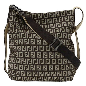 FENDI Bag Women's Shoulder Zucchino Canvas Brown 8BR317