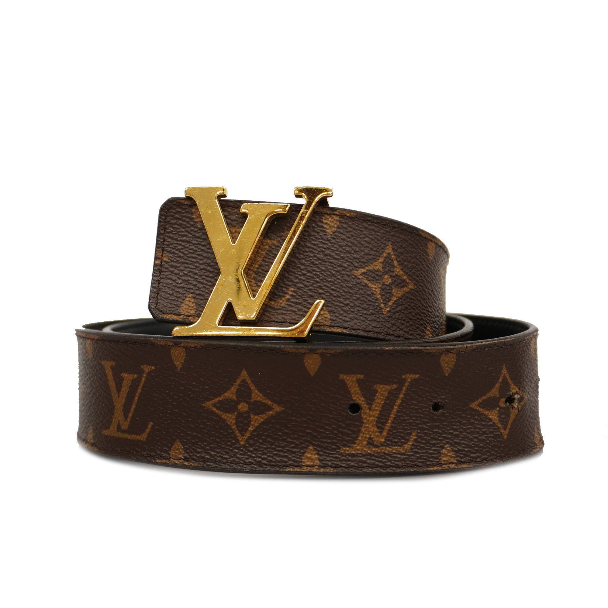 LOUIS VUITTONAuth Monogram Belt Sunture LV Initial M0566 Men's Standar