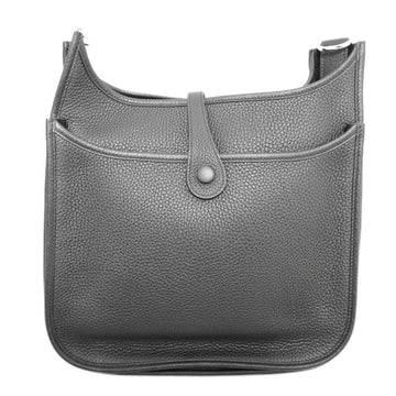 HERMES [] Evelyn PM shoulder bag black [SV metal fittings] taurillon B stamp