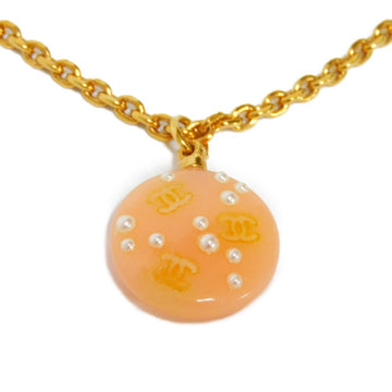 CHANEL Necklace Triple Coco Baby Pearl Plastic Salmon Pink 03P Mark Ladies Accessories Jewelry