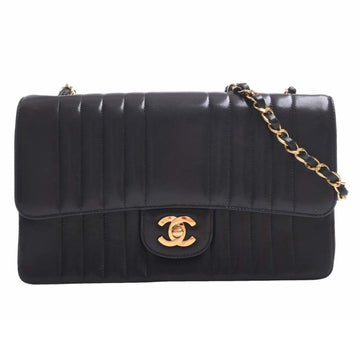 CHANEL Lambskin Mademoiselle Coco Mark Chain Shoulder Bag Black Ladies