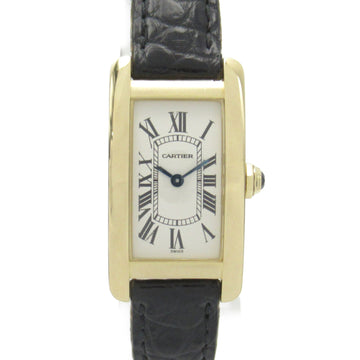 CARTIER Tank AmericanSM Wrist Watch Wrist Watch W2601556 Quartz Ivory K18 [Yellow Gold] Leather belt W2601556