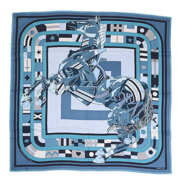 HERMES Carre H 100 Shawl Robocover Blue/Ciel/Turquoise Cashmere/Silk