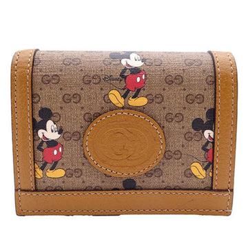 GUCCI Wallet Women's Men's Bifold PVC Micro GG Supreme Brown 602534 Disney Mickey