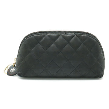 CHANEL Matelasse Multi Pouch Heart Clover Leather Black