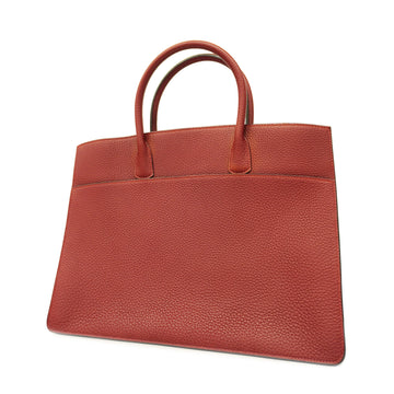 HERMESAuth  White Bass GM  D Stamp Women's Box Calf Leather Tote Bag Rouge