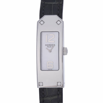 HERMES Kelly 2 4P diamond KT1.230 J engraved [around 2006] Ladies SS/Leather watch Quartz White shell dial