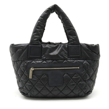 CHANEL Coco Coon Small Thoth Tote Bag Handbag Quilted Nylon Leather Black 8610