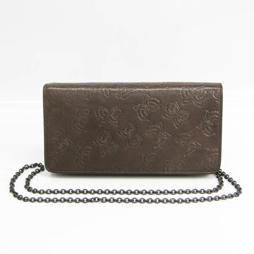 Bottega Veneta Butterfly Women's Leather Chain/Shoulder Wallet Dark Brown