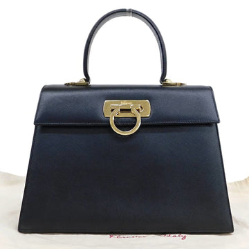 SALVATORE FERRAGAMO Gancini handbag leather black AF 21