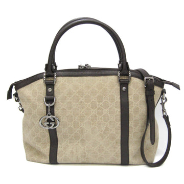 GUCCI GG Canvas Interlocking G 341503 Women's Leather,Canvas Handbag,Shoulder Bag Beige,Dark Brown