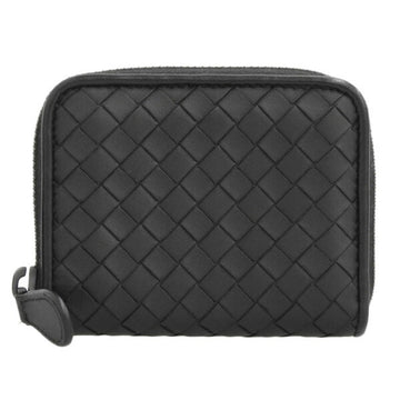 BOTTEGA VENETA Intrecciato Leather Round Coin Purse - Black