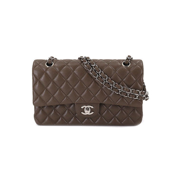 Chanel matelasse 25 chain shoulder bag caviar skin leather brown A01112 here mark silver metal fittings Matelasse Bag