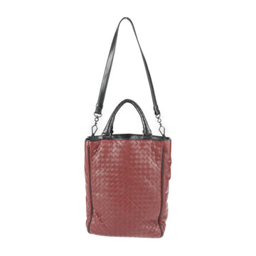 BOTTEGA VENETA Intrecciato Tote Bag 200806 Leather Maroon Black 2WAY Shoulder