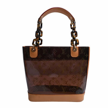 LOUIS VUITTON Vinyl Leather Cover Amble PM Handbag M92502 Brown Women's