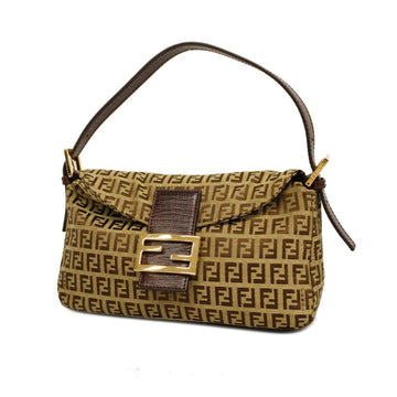 FENDI handbag zucchino nylon canvas brown beige gold hardware ladies