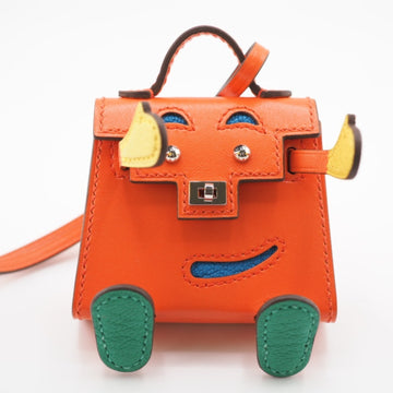 HERMES Micro Kelly Doll Strap Vota Delact Charm Orange Unisex