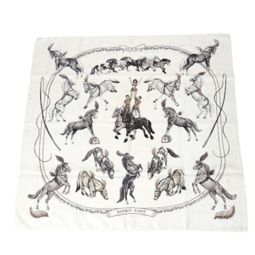 HERMES Scarf Carre90 100% Silk  White