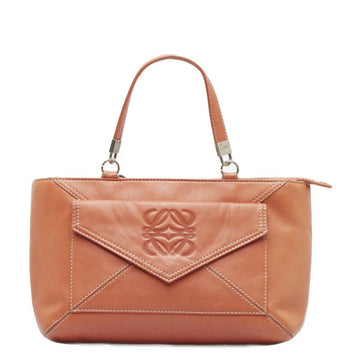 LOEWE Anagram Handbag Salmon Pink Orange Leather Ladies
