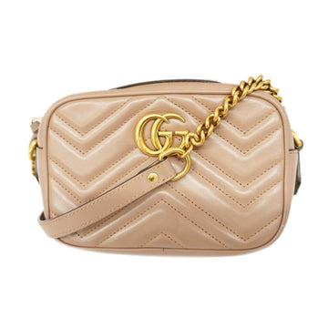 GUCCI shoulder bag GG Marmont 448065 leather beige ladies