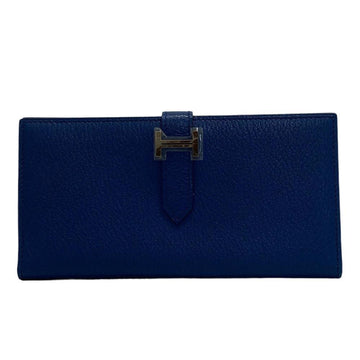 CHANEL Bear Souffle Long Wallet Blue Men's Women's