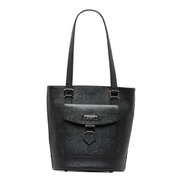 BURBERRY Nova Check Tote Bag Shoulder Black Leather Ladies