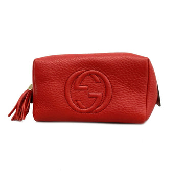 GUCCI Pouch Soho 308636 Leather Red Gold Hardware Women's