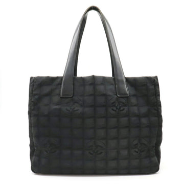 Chanel New Line Tote MM Bag Shoulder Nylon Jacquard Leather Black A15991