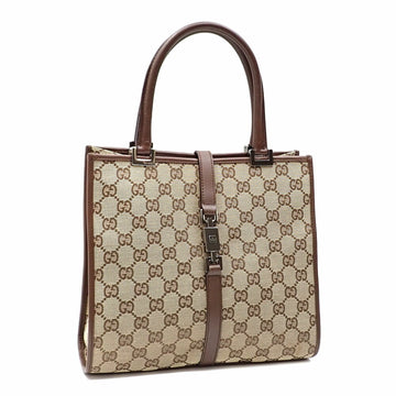 GUCCI Handbag Jackie Ladies Beige Brown GG Canvas Leather 01715