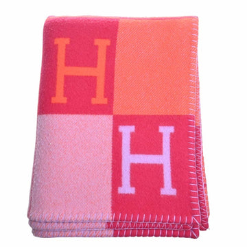HERMES Wool Cashmere Avalon Blanket Pink/Orange Ladies