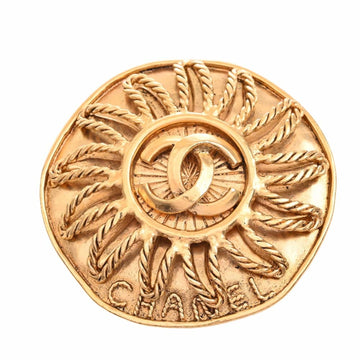 CHANEL sun motif here mark logo brooch gold ladies