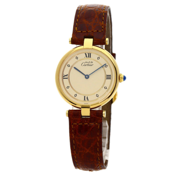 CARTIER Vermeil Watch GP Leather Ladies