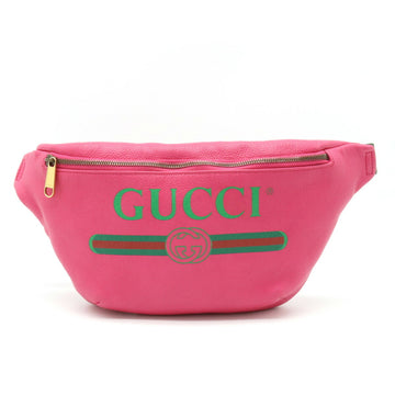 GUCCI Print Sherry Line Belt Bag Waist Pouch Body Leather Pink 530412