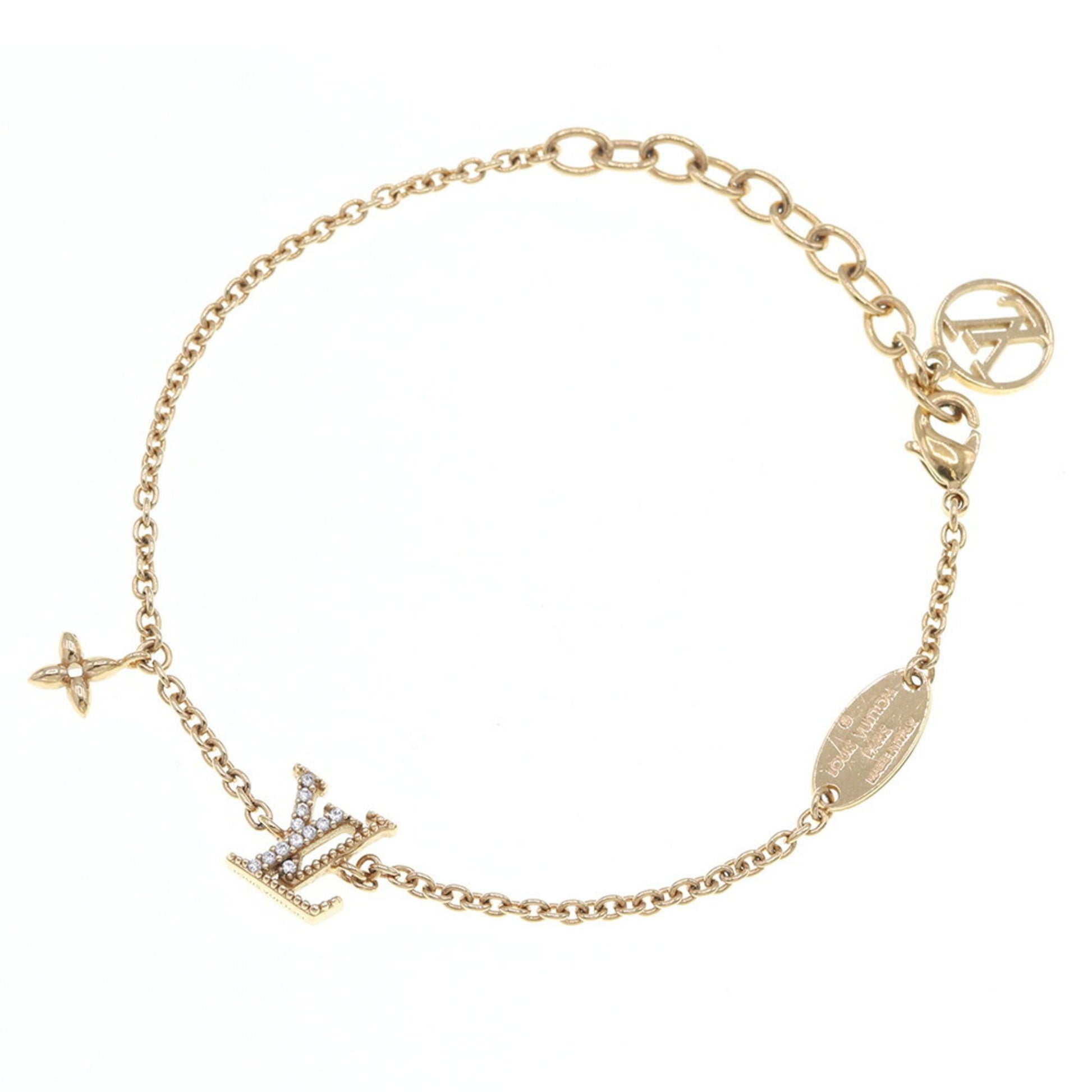 LOUIS VUITTON Metal Crystal LV Iconic Bracelet Gold 1282849