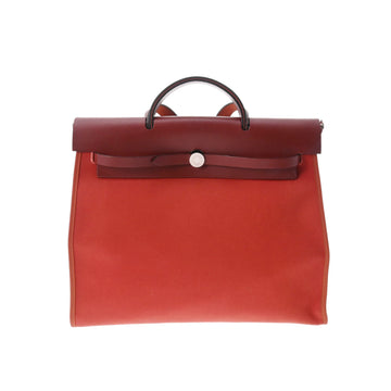 HERMES Yell Bag Zip MM Rouge Ash Palladium Hardware T Engraved [around 2015] Unisex Toile