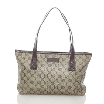 Gucci GG Supreme Tote Bag 181086 Beige Brown PVC Leather Ladies GUCCI