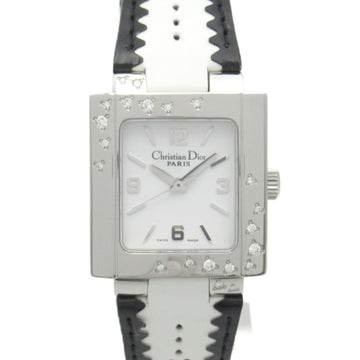 Dior Riva Diamond Bezel Wrist Watch Watch Wrist Watch D98-1014 Quartz White Stainless Steel Leather belt diamond D98-1014